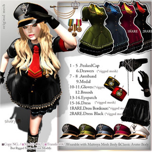 *:..Silvery K..:*Military Girl(Dress Bordeaux)1RARE