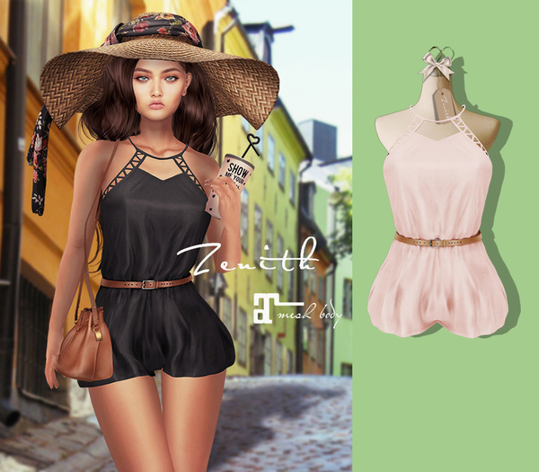 =Zenith=Summer Rompers with Belt (Rose) -Maitreya