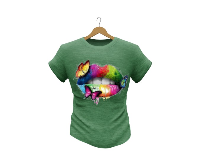 Mens Mesh T-Shirt Lips Harmoni Green