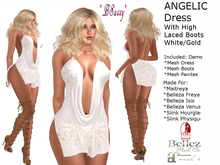 *BSASSY* ANGELIC DRESS WHITE WITH HIGH BOOTS GOLD