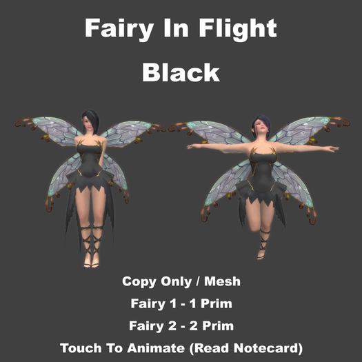 Fairy In Flight Black