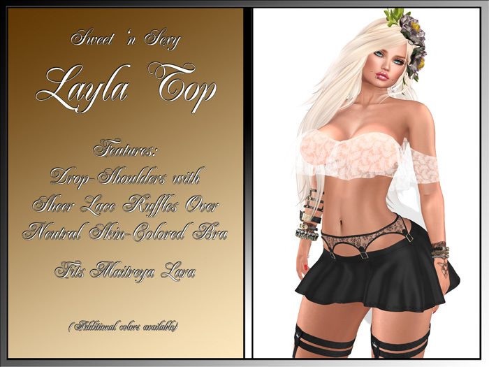 Layla Drop-Shoulder Sheer Lacy Ruffled Top -White (Maitreya)