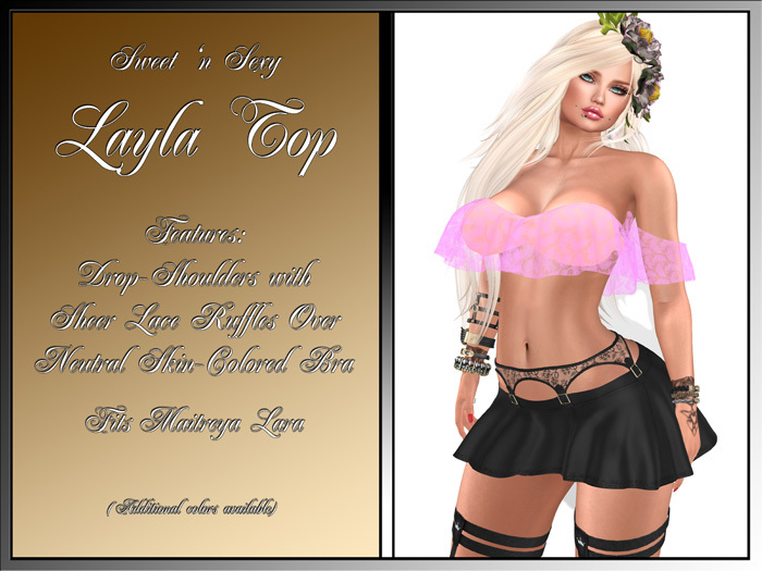 Layla Drop-Shoulder Lacy Ruffled Top -Pink (Maitreya)