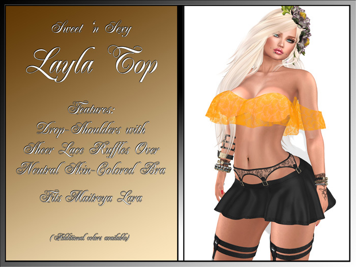 Layla Drop-Shoulder Lacy Ruffled Top -Orange (Maitreya)