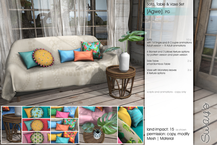 Sway's [Agwe] Sofa, Table & Vase Set / PG