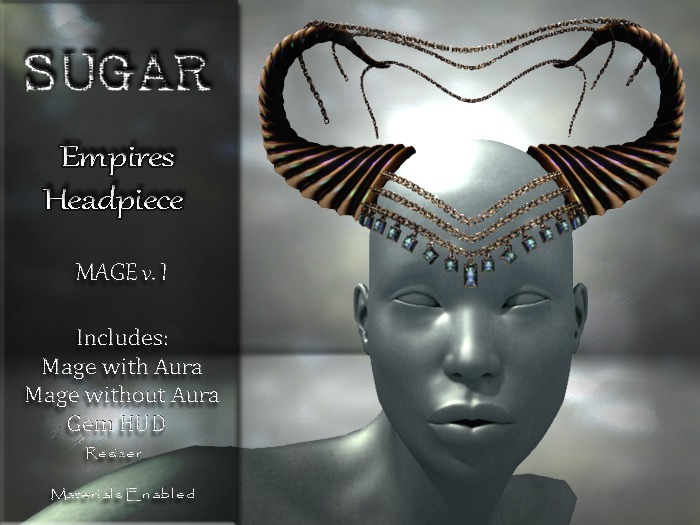 :-:SUGAR:-: Empires Headpiece - {Mage} Ver.II with Gem HUD