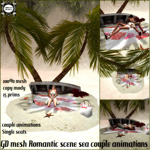 GD mesh Romantic scene sea couple animations
