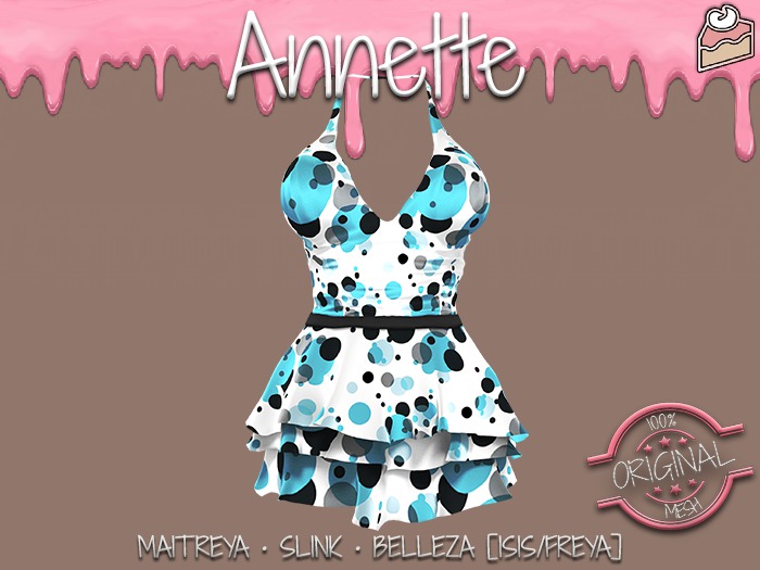 !PCP :: Annette Swimsuit [Blue Polka Dot]