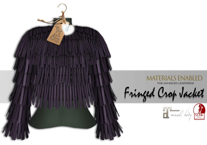 iS Fringed Crop Jacket PLUM