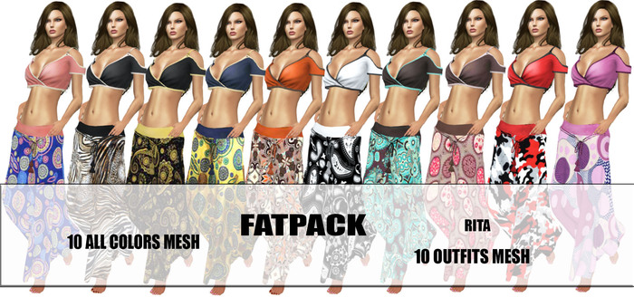 Braham Design FATPACK Rita Long Pants Blouse Outfits Mesh