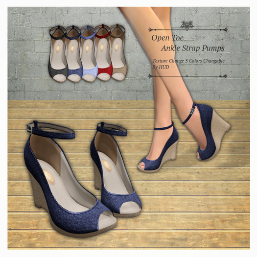 S@BBiA::Open Toe Ankle Strap Pumps
