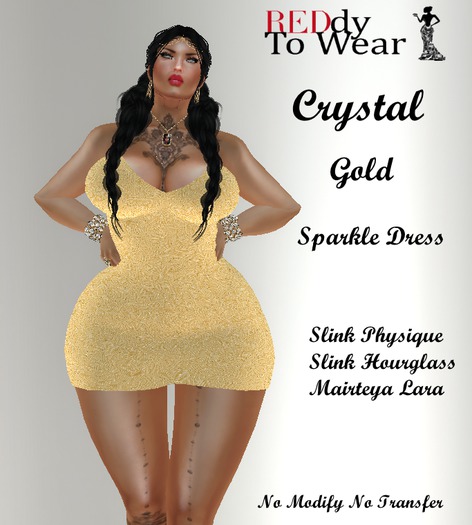 RTW CRYSTAL GOLD SPARKLE SEXY DRESS