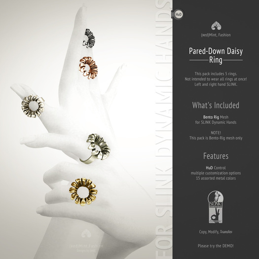 (r)M, Pared-Down Daisy Ring  // SLINK BENTO
