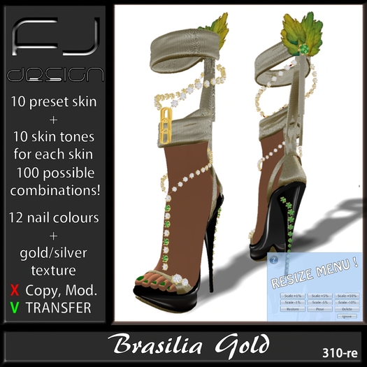 Fj Design Brasilia Gold Sandals
