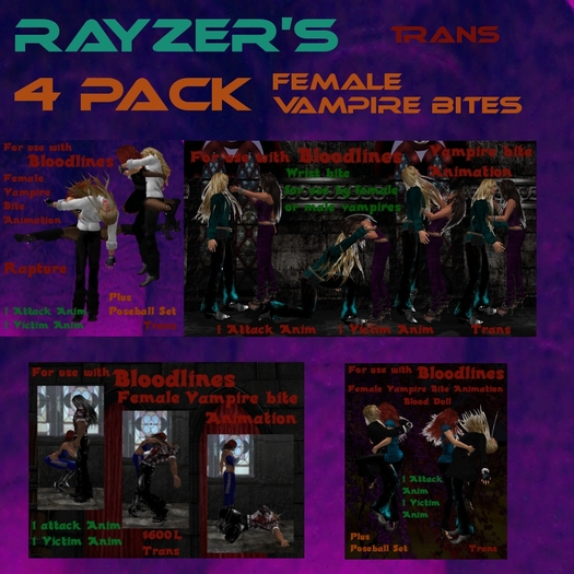 Rayzer's 4 Pack Female Vampire bites Boxed