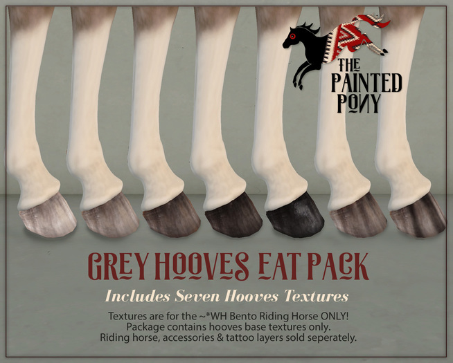 Second Life Marketplace The Painted Pony GREY Hooves Fat Pack for