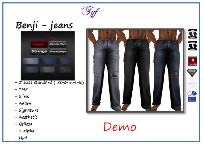 [TYF] Benji - Jeans - TMP/slink/adam/aesthetic/gianni - HUD dem