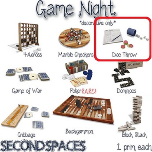 *Second Spaces* dice throw set