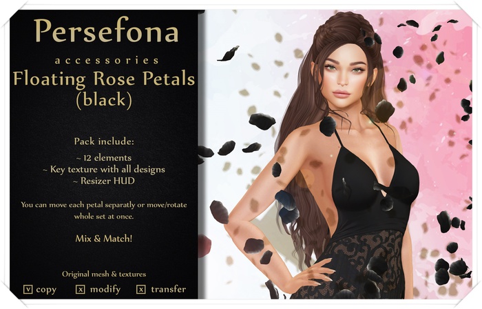 Persefona Floating Rose Petals (black)