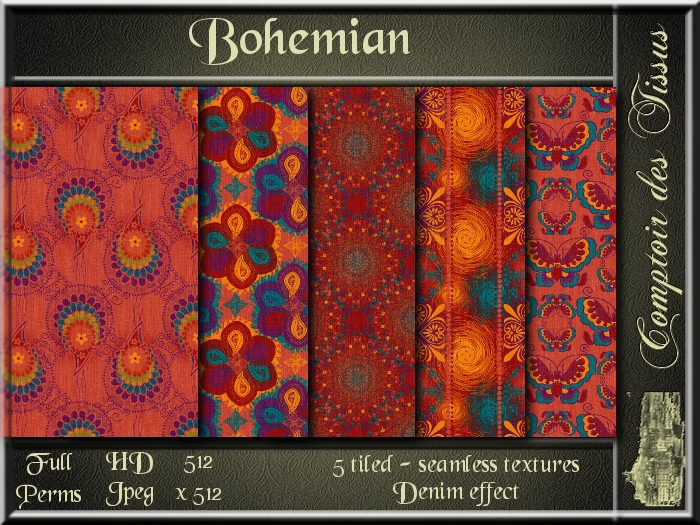 Bohemian - 5 FULL PERMS Textures