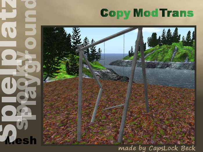 Postapocalyptic playground - broken swing - 1 seat  -  Mesh - Fullperm