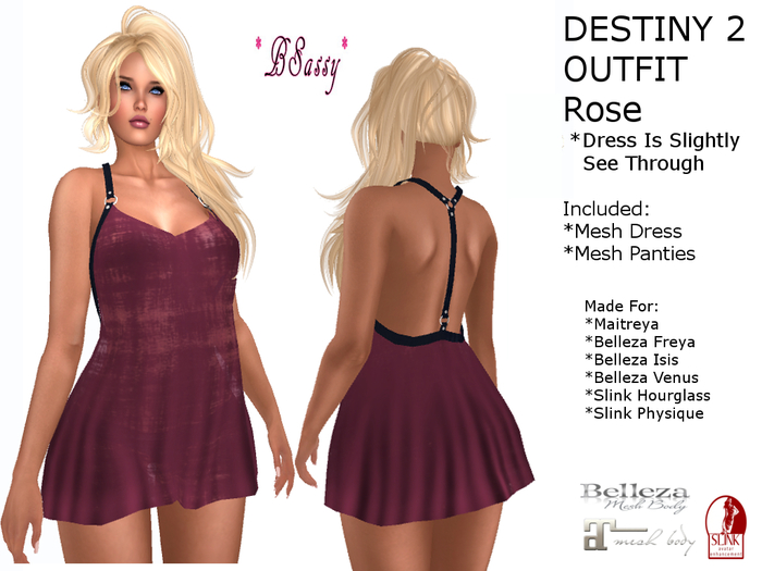 *BSASSY* DESTINY 2 DRESS ROSE
