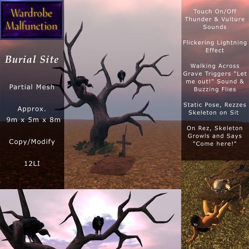 ~WM~ Burial Site Grave with Dead Tree, Vultures, Sound Effects, and Pose