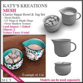 FULL PERM MESH Clarice Sugar Bowl & Milk Jug Set, Cream Jug