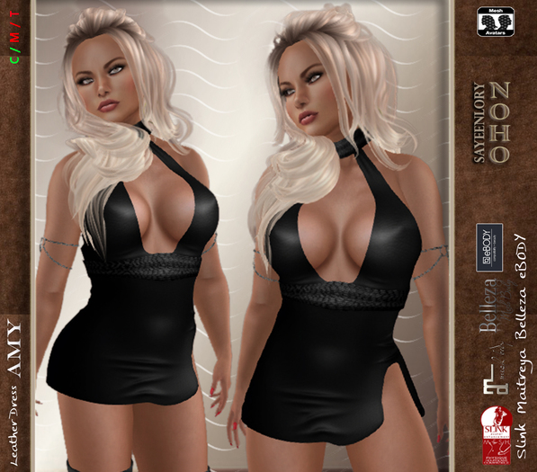 [NOHO] Amy Leather Mini Dress (Firmesh) black