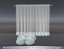  Retractable Ruffled Curtain - 'Pearls-aqua' & Cushion