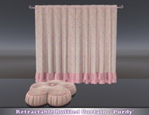 Retractable Ruffled Curtain - 'Purdy' & Cushion