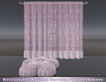 Retractable Ruffled Curtain - 'Pearl-flowers' & Cushion