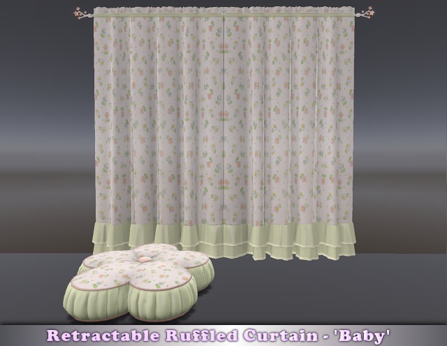 Retractable Ruffled Curtain - 'Baby' & Cushion