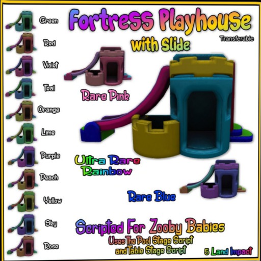 CM Zooby Fortress Playhouse w/Slide - Lime (Open)