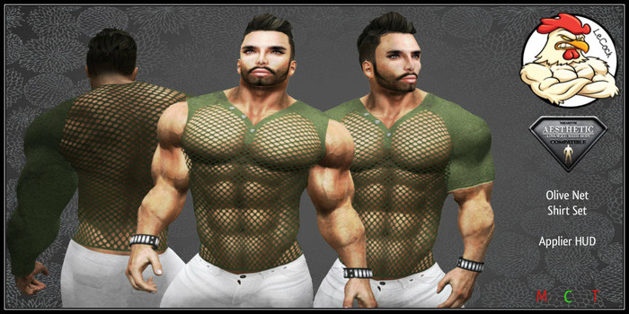 AESTHETIC Olive Net Shirts Set