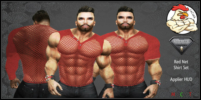 LeCock - AESTHETIC Red Net Shirts Set