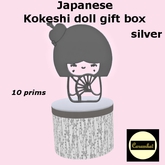 Japanese Kokeshi doll gift box - silver