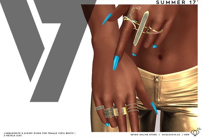 7;] Labradorite & Midori Rings - vistabento