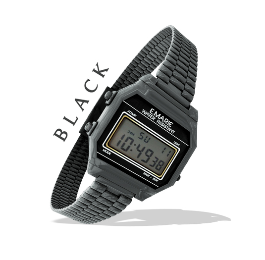 e.marie // Retro Watch - Black (wear to unpack)