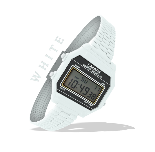 e.marie // Retro Watch - White (wear to unpack)