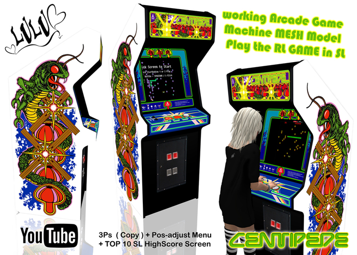 Second Life Marketplace - LULUs Centipede Arcade Machine MESH XWorking ...