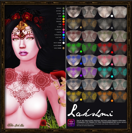 +Fallen Gods Inc.+ Lakshmi tattoo, White RARE