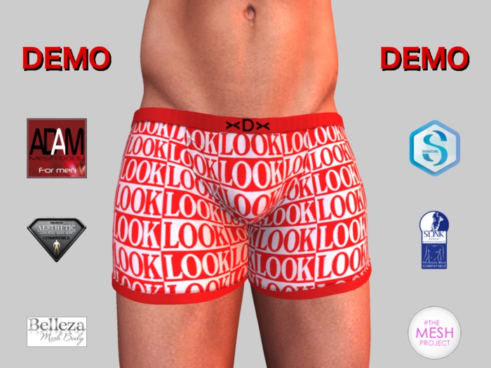 ><DUdEROOS>< Mens Boxers - Look -- Red DEMO