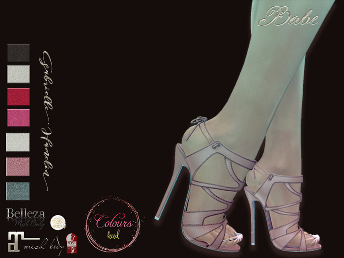 .::Pretty Babe::. Laced Leather Sandals on Colours HUD