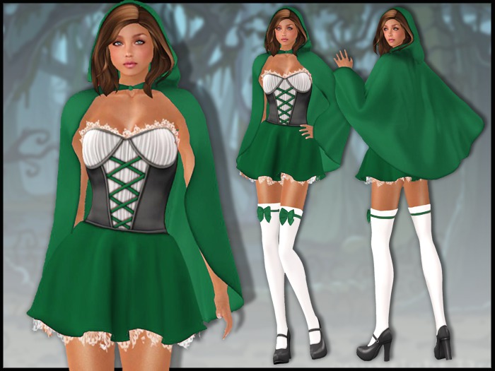 =RM= Mesh Green Cape Outfit