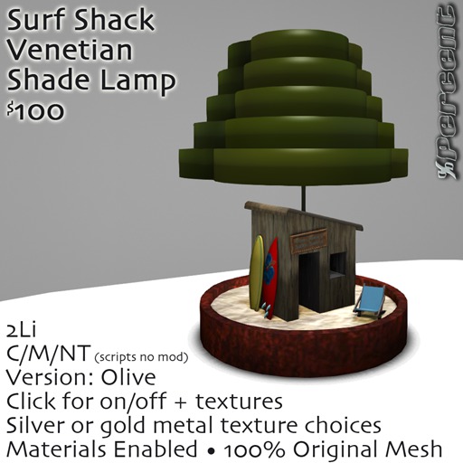 % Surf Shack Lamp (olive) *MESH*