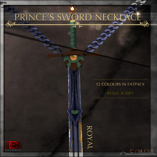 -Labyrinth- 'Prince's Sword' Necklace - Royal