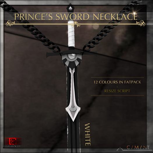 -Labyrinth- 'Prince's Sword' Necklace - White