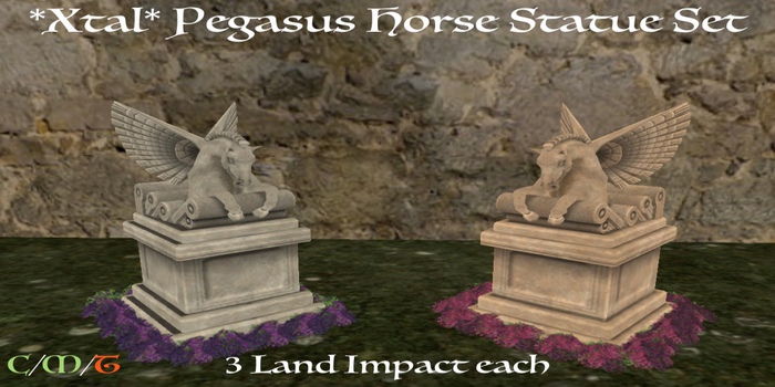 *Xtal* Pegasus Horse Statue Set