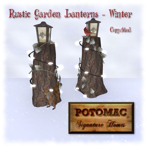 Rustic Garden Lantern - Winter set of 2